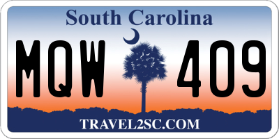SC license plate MQW409