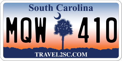 SC license plate MQW410