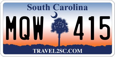 SC license plate MQW415