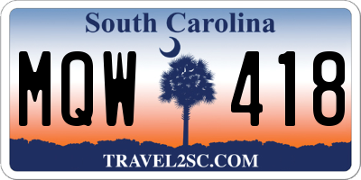 SC license plate MQW418
