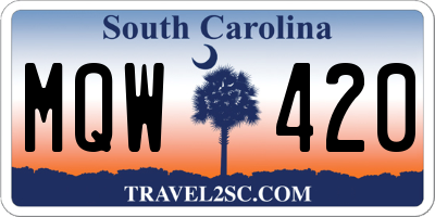 SC license plate MQW420