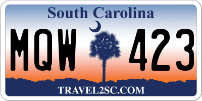 SC license plate MQW423