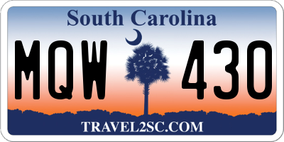 SC license plate MQW430
