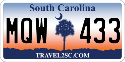 SC license plate MQW433