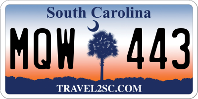 SC license plate MQW443