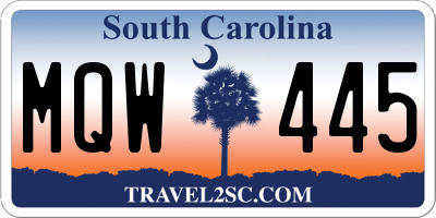 SC license plate MQW445
