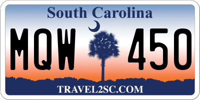 SC license plate MQW450