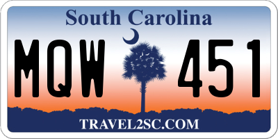 SC license plate MQW451