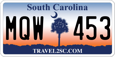 SC license plate MQW453