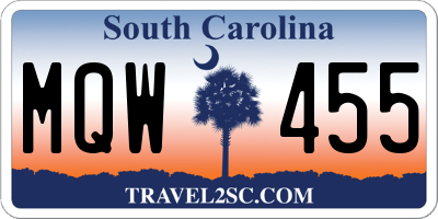SC license plate MQW455