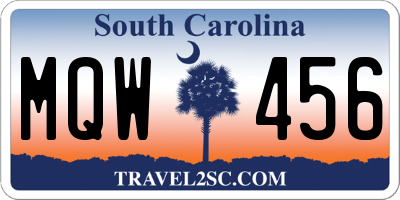 SC license plate MQW456