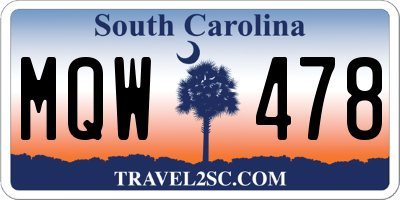 SC license plate MQW478