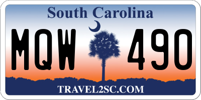 SC license plate MQW490