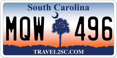 SC license plate MQW496