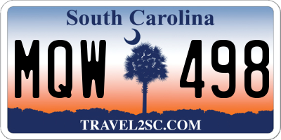 SC license plate MQW498