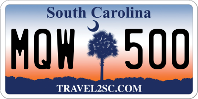 SC license plate MQW500
