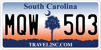 SC license plate MQW503