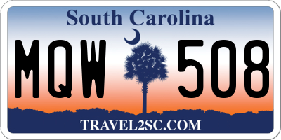 SC license plate MQW508