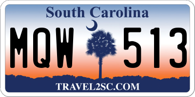 SC license plate MQW513