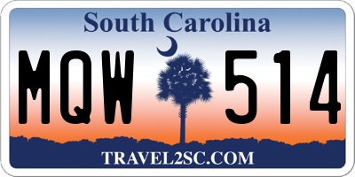 SC license plate MQW514