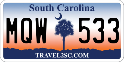 SC license plate MQW533