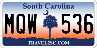 SC license plate MQW536
