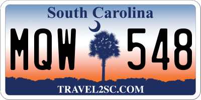 SC license plate MQW548