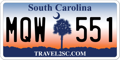 SC license plate MQW551