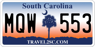 SC license plate MQW553