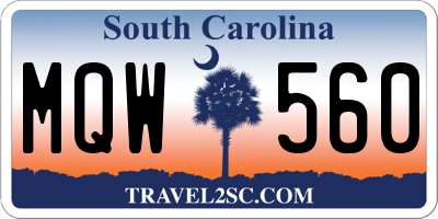 SC license plate MQW560