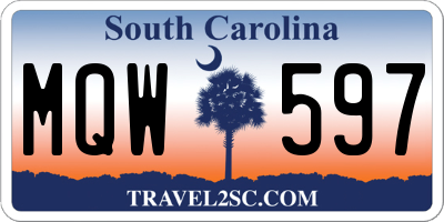 SC license plate MQW597