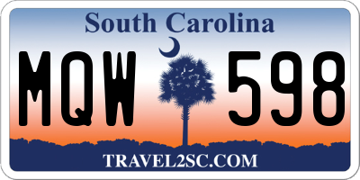 SC license plate MQW598
