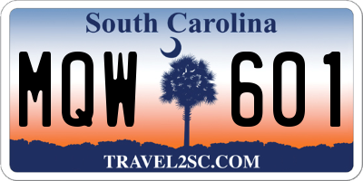 SC license plate MQW601