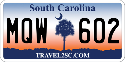 SC license plate MQW602