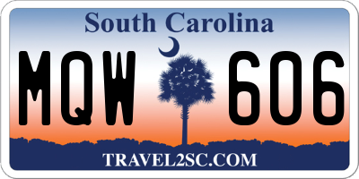 SC license plate MQW606