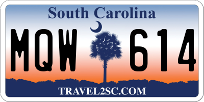 SC license plate MQW614