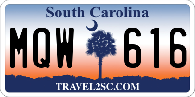 SC license plate MQW616