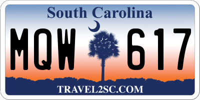 SC license plate MQW617
