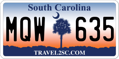 SC license plate MQW635