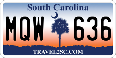 SC license plate MQW636