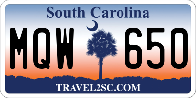 SC license plate MQW650