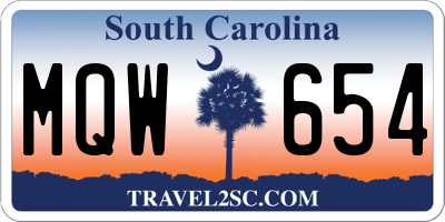 SC license plate MQW654