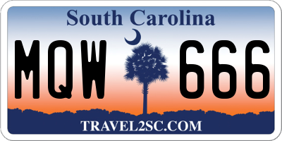 SC license plate MQW666