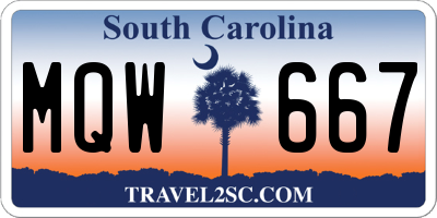 SC license plate MQW667