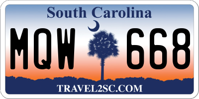 SC license plate MQW668