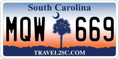 SC license plate MQW669