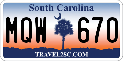 SC license plate MQW670