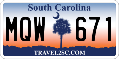 SC license plate MQW671