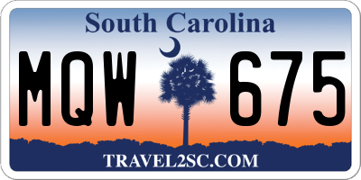 SC license plate MQW675