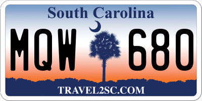 SC license plate MQW680